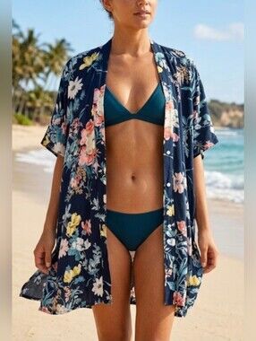 LOFT floral kimono cover up size oversize xs/small. EUC